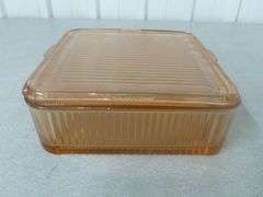 Vintage Pink Glass Refrigerator Dish With Lid