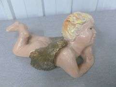 Vintage Cement Angel Rock Garden Decoration