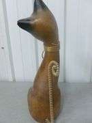 Nice Hand Carved Wooden Cat Mantle Decoration - 15.5" H
