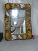 Beautiful Large - African Safari Themed - Hand Carved Wood Framed Mirror