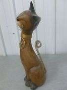 Nice Hand Carved Wooden Cat Mantle Decoration - 15.5" H