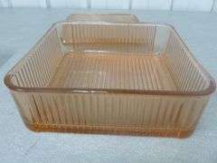 Vintage Pink Glass Refrigerator Dish With Lid