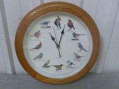 Wood Framed Bird Clock - 13" Diameter