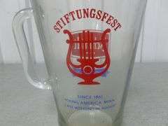 Vintage Schmidt Beer - Stiftungsfest Young America Glass Pitcher - 9" H