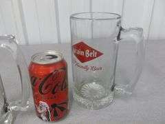 (2) Collectible Grain Belt - Large Size Glass Beer Mugs