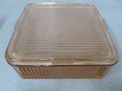 Vintage Pink Glass Refrigerator Dish With Lid