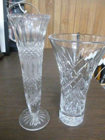 (2) Nice Crystal Vases - 7" & 8" H