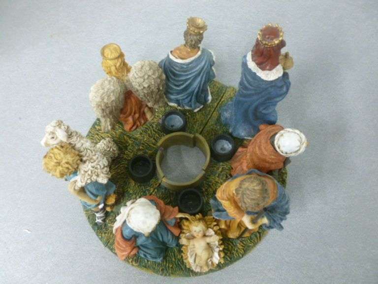Nice Nativity Advent Candleholder Set - Molded Resin