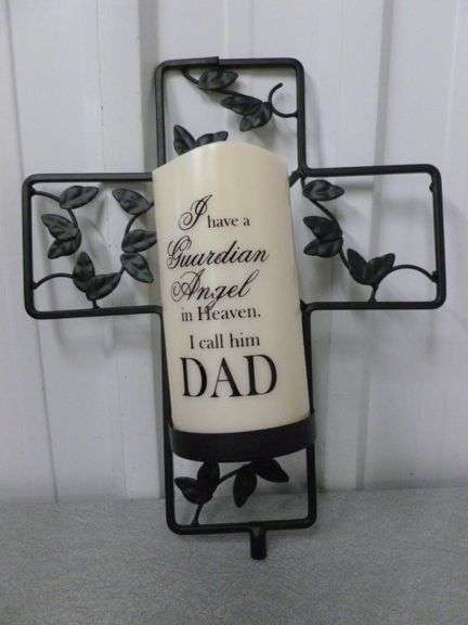 Nice Inspirational Themed Metal Cross With Battery Operated Candle