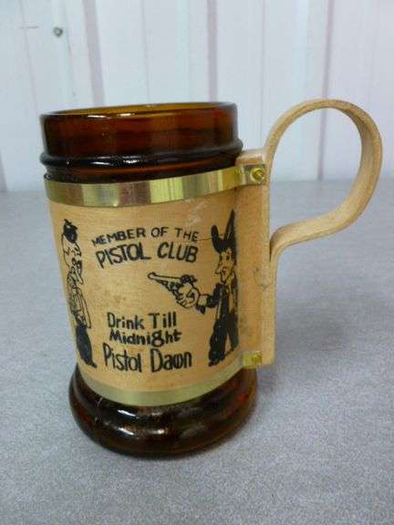 Collectible Pistol Club - Funny Themed Glass Beer Stein