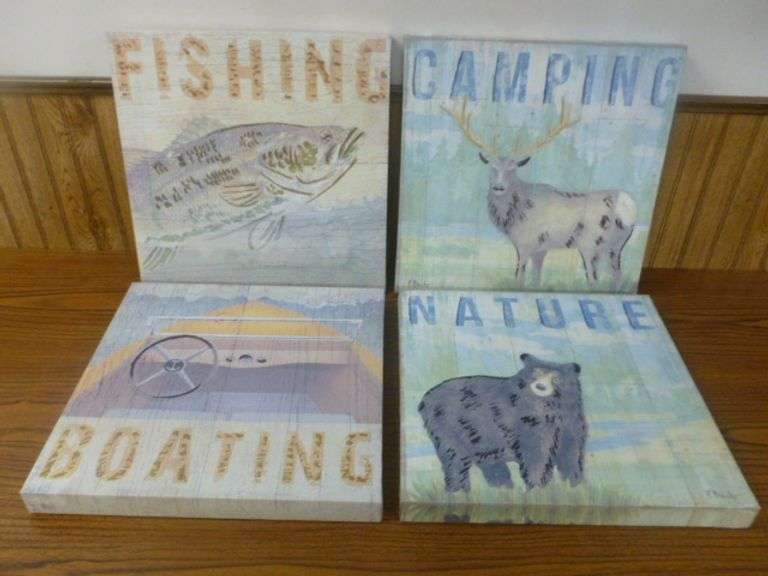 (4) P. Brent Canvas Pictures - 16" x 16"