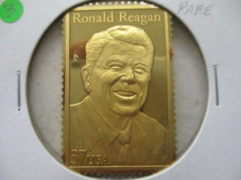2005 USPS Proof Ronald Reagan .999 Silver 24K Gold Plated 37 Cent Stamp - Rare