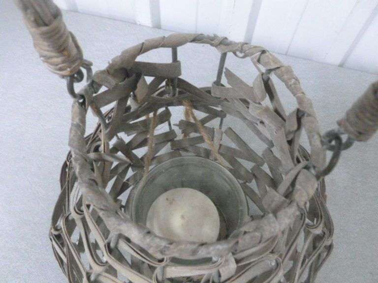 Basket Themed Candle Lantern / With New Pillar Candle