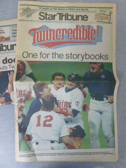 (2) Collectible 1991 Star Tribune - Minnesota Twins World Champion Newspapers - Oct. 27th & 28th