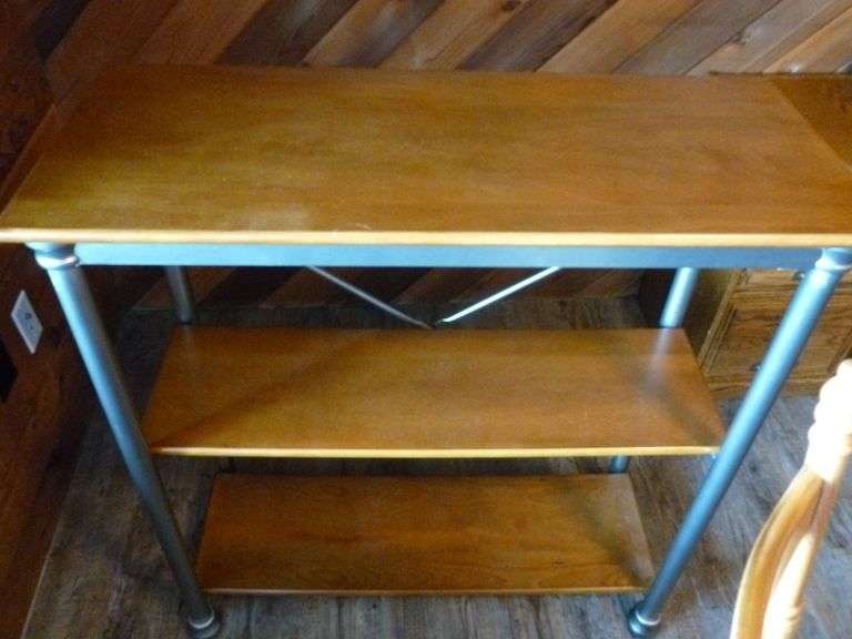 Nice Solid Wood / Metal Framed Display Shelf