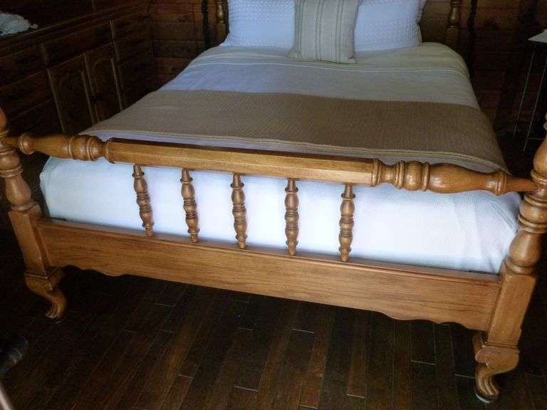 Nice Solid Wood Four Poster Queen/Full Platform Bed Frame - See Description