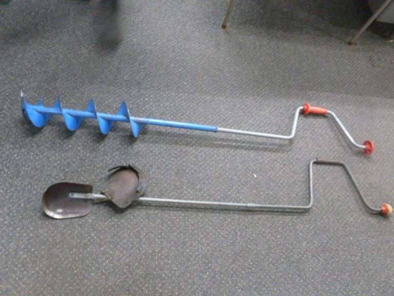 (2) Vintage Hand Ice Augers - Swedish Spoon / Mora Auger