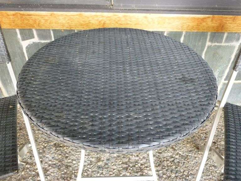 Nice (3) Piece Faux Wicker Patio Bistro Set - Fold Up