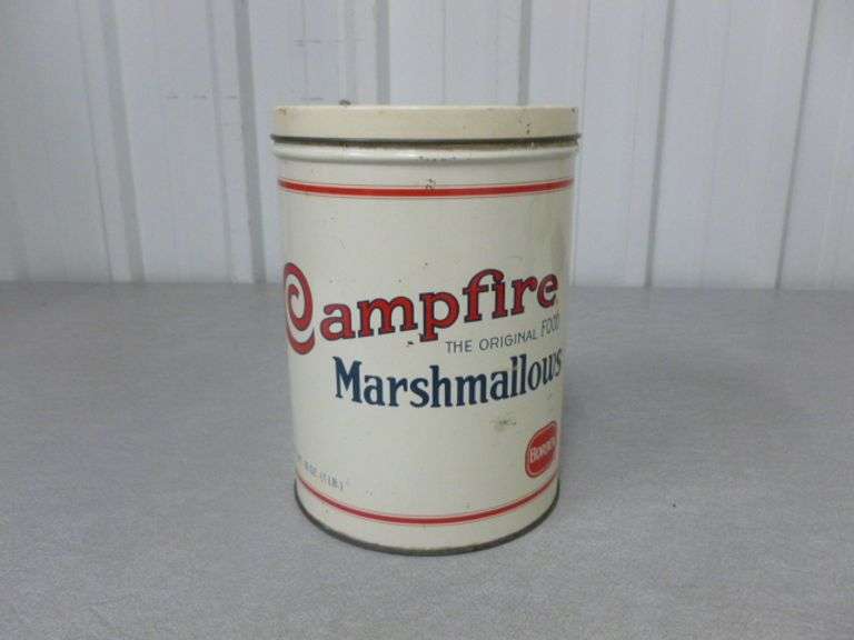 Vintage Campfire Marshmallow Metal Container With Lid - 8.5" H