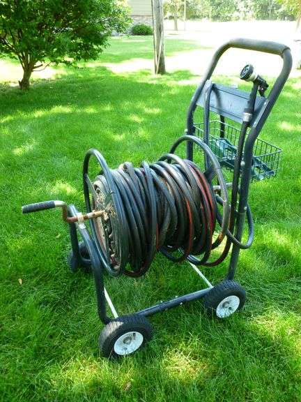 Large Portable Hose Reel With Long Length Of Garden Hose