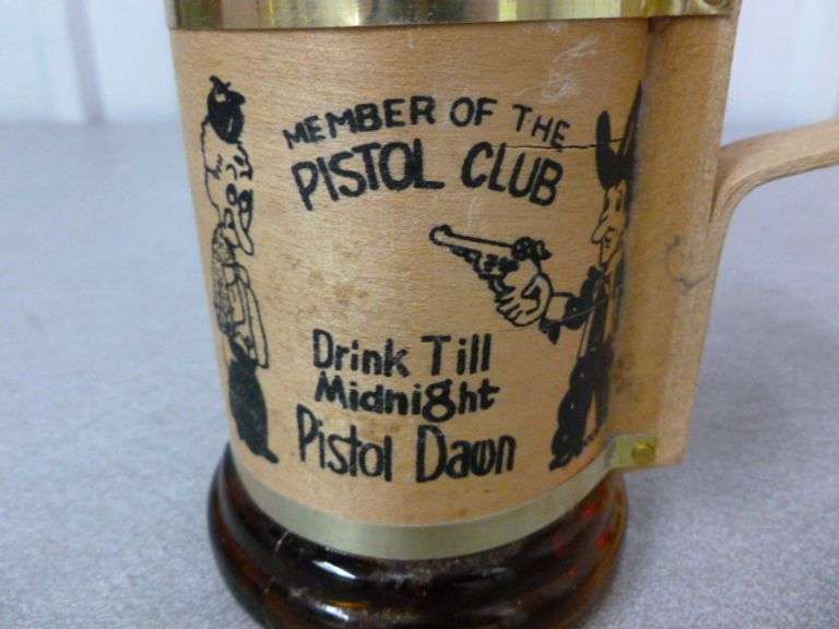 Collectible Pistol Club - Funny Themed Glass Beer Stein