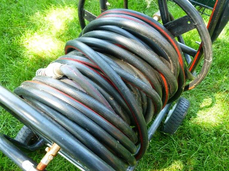 Large Portable Hose Reel With Long Length Of Garden Hose