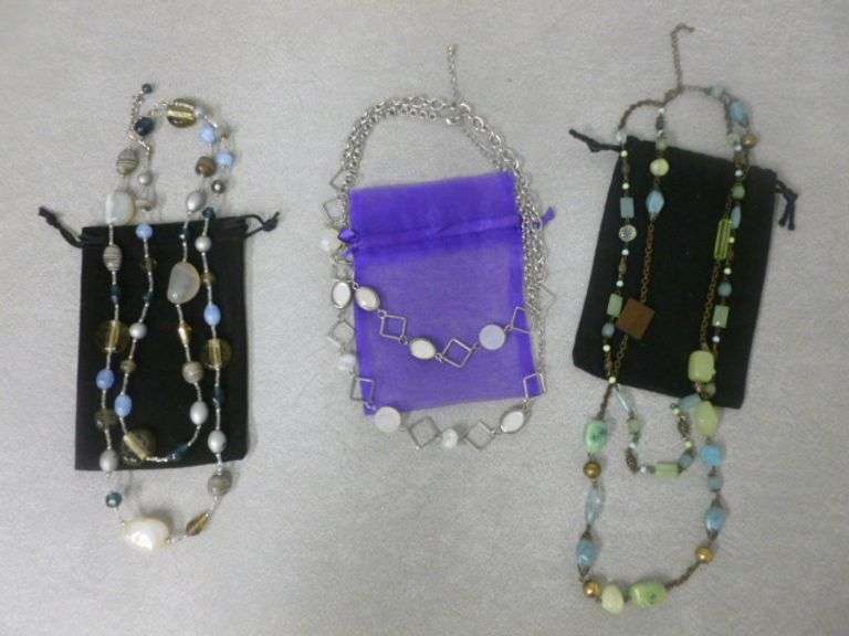 (3) Nice Faux Stone Themed Women's Necklaces
