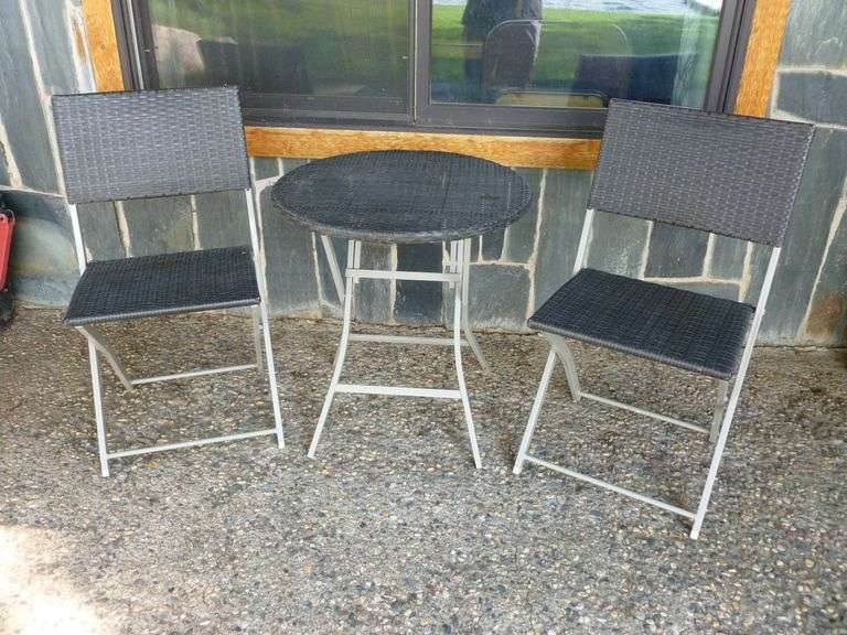 Nice (3) Piece Faux Wicker Patio Bistro Set - Fold Up