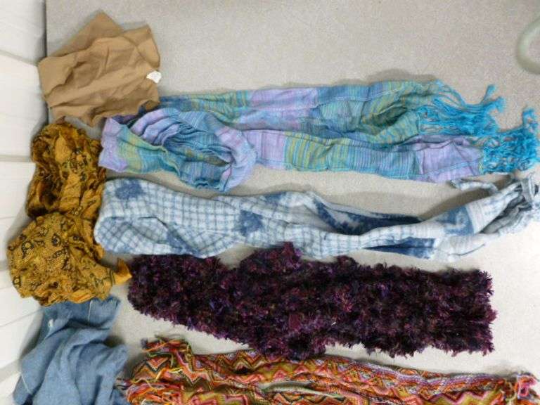 Large Group of Women's Scarves Including Vintage