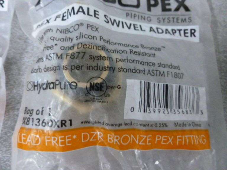 Group Of (21) New Nibco Pex Brass Female Swivel Adaptors