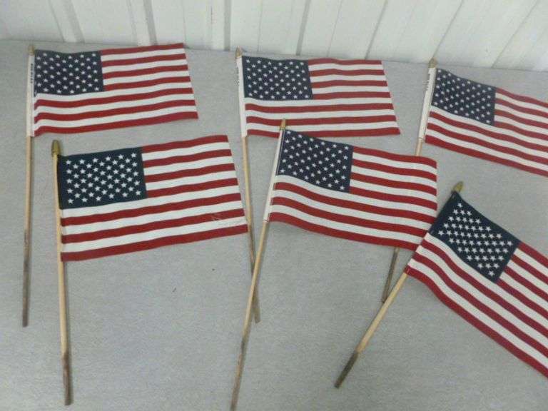 Group Of (6) 8" x 12" Cemetery US Flags