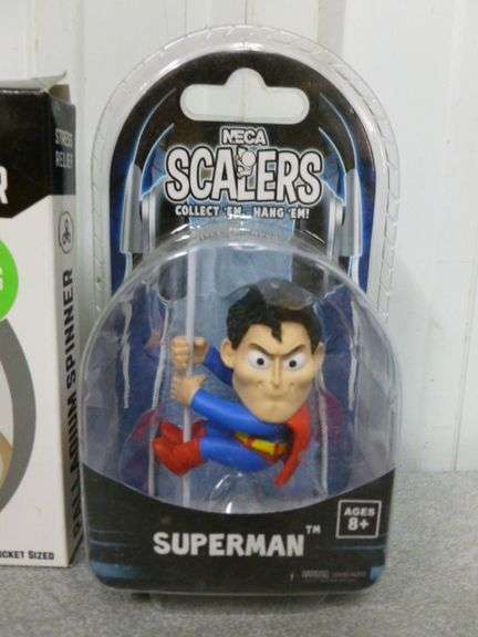 (3) New Toys - Pac Man Stress Ball / Neca Scaler Superman Figurine / Palladium Spinner