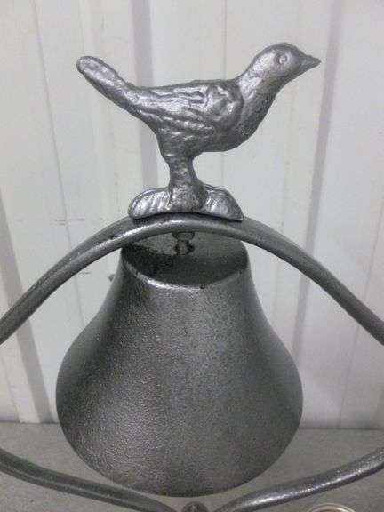Nice Stand Mounted Cast Iron Bell With Bird Topper - 11" x 17.5"
