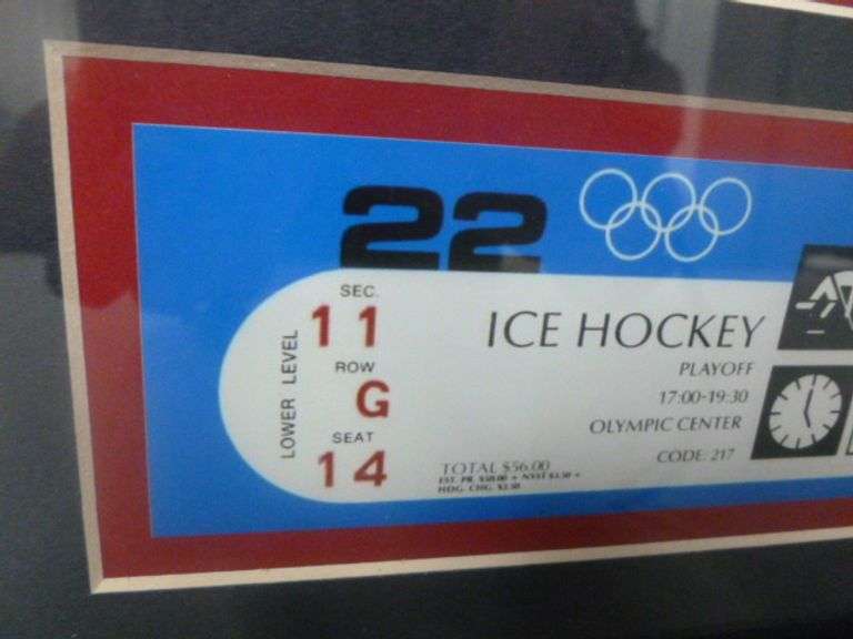 Collectible ' 1980 Miracle On Ice ' US vs Russia Olympic Hockey With Original Ticket Stub