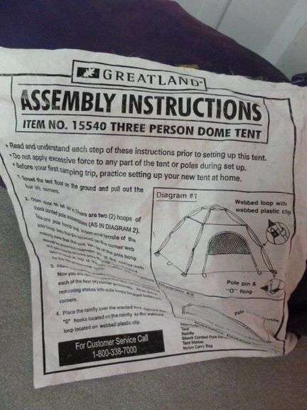 Greatland 3-Person Dome Tent No. 15540