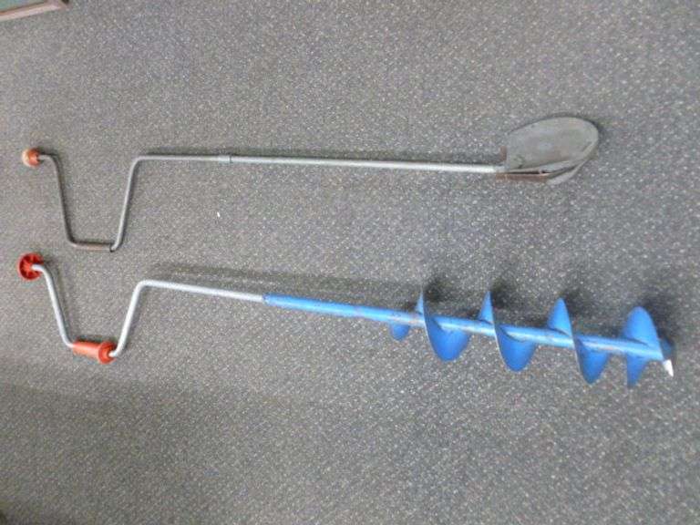 (2) Vintage Hand Ice Augers - Swedish Spoon / Mora Auger