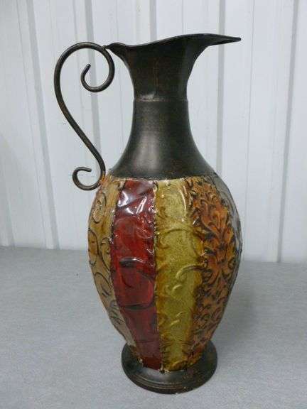 Large Modern Metal Floor Vase - 18.5" H