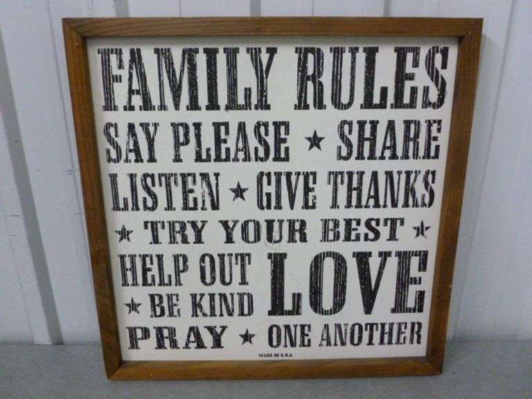Family Rules Wooden Sign