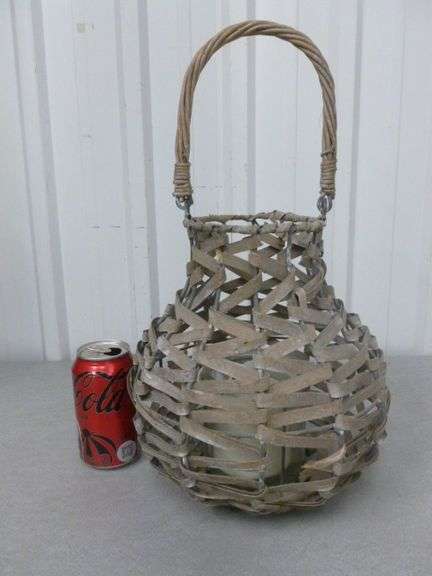 Basket Themed Candle Lantern / With New Pillar Candle