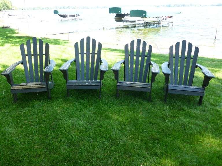 (4) Heavy Duty Wooden Adirondack Chairs
