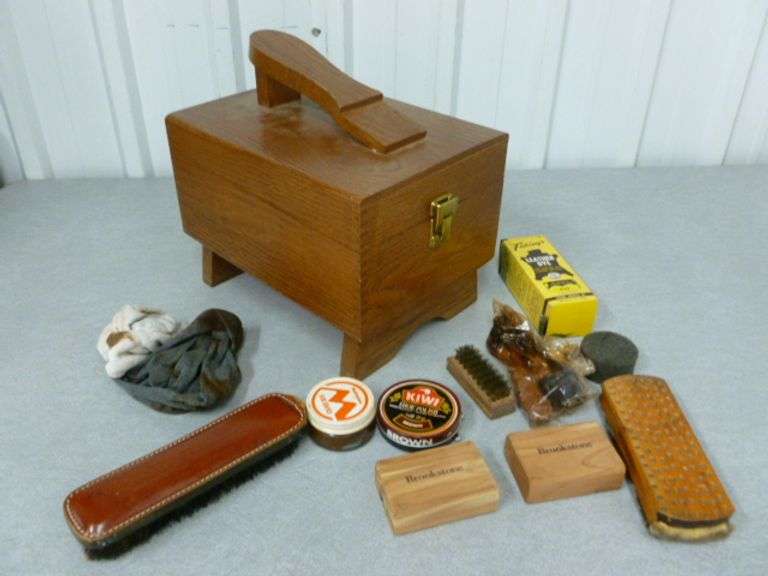 Shoeshine Kit With Dovetailed Wooden Case
