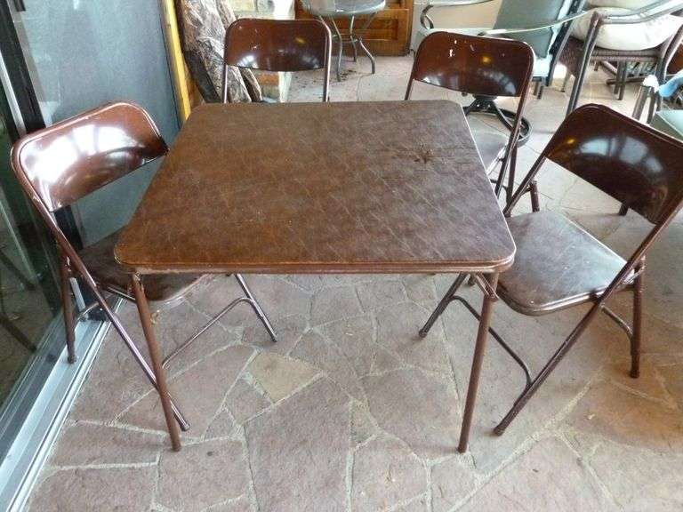 Samsonite Brownstone (5) Piece Card Table & Chair Set