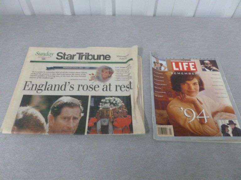 1994 & 97 Collector paper Items - Star Tribune Princess Diana / Life - Jackie O