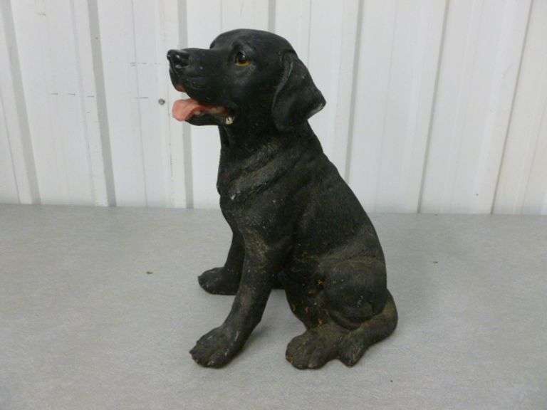 Black Lab Themed Molded Resin Rock Garden Decoration14" H
