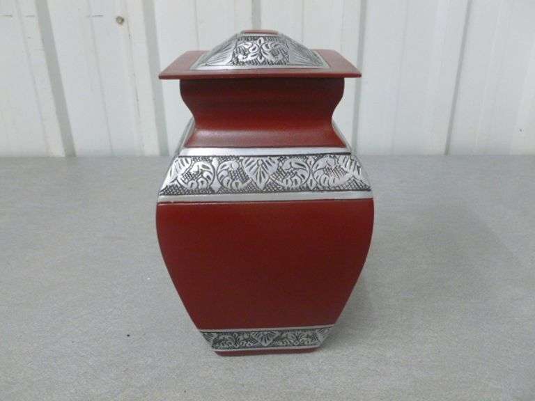 New Cast Aluminum Urn - 5" x 5" x 8.5" H