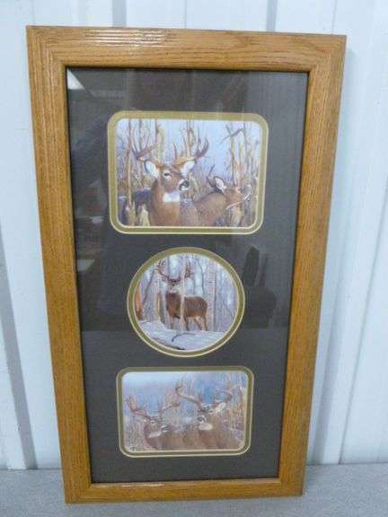 Nice Deer Themed - Oak Framed & Matted Trilogy Print