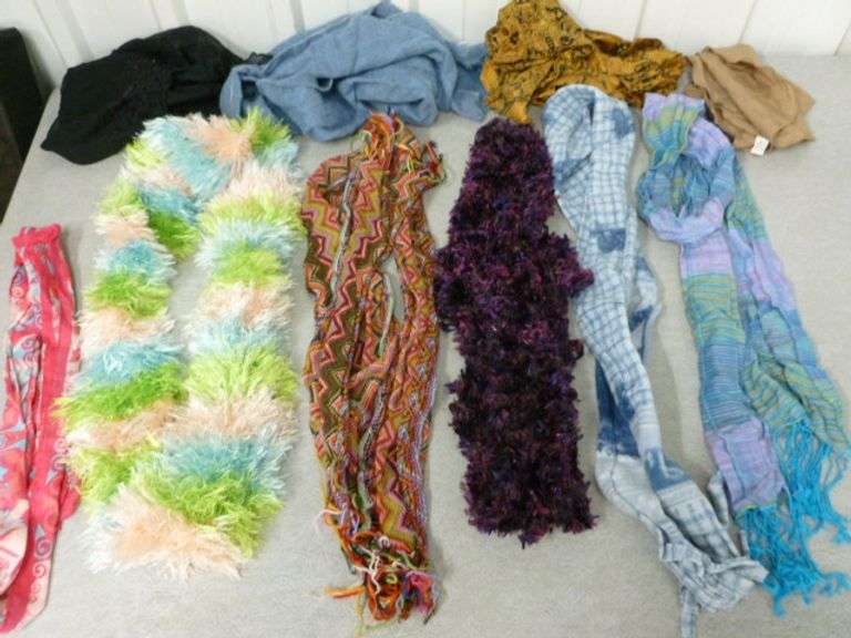 Large Group of Women's Scarves Including Vintage