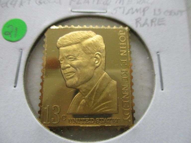 2005 USPS Proof .999 Fine Silver 24K Gold Plated John F. Kennedy 13 Cent Stamp