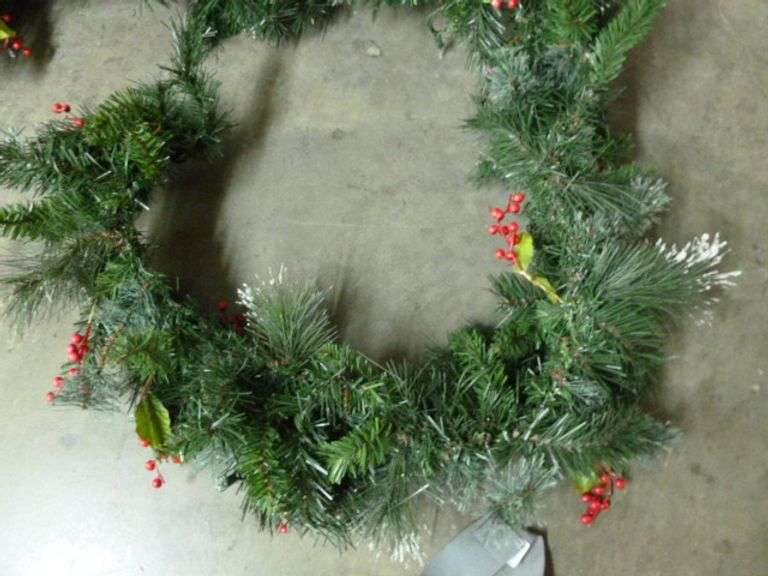 Group of Nice Christmas Themed Artificial Pine Decor / Mantle Wrap With Lights / Wall Decorations