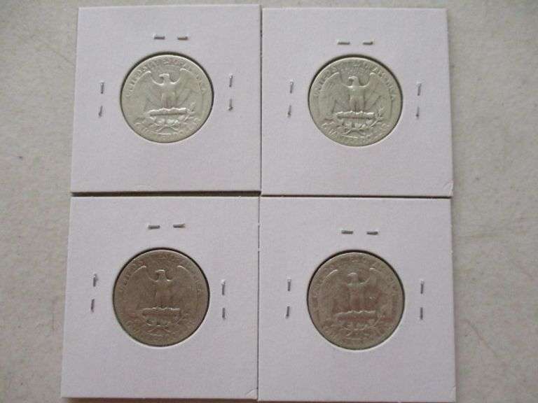 1941, 1942, 1943 & 1945-S Washington Silver Quarters